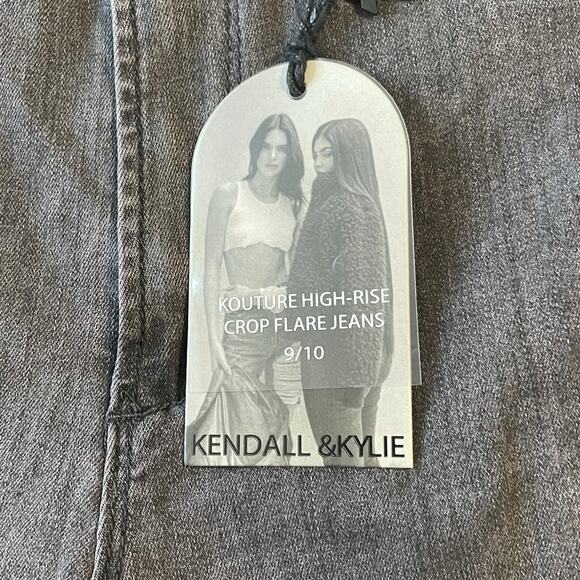 Kendall & Kylie Womens Jeans Size 9/10 Black Kouture High Rise Crop Flare Denim - Picture 11 of 15